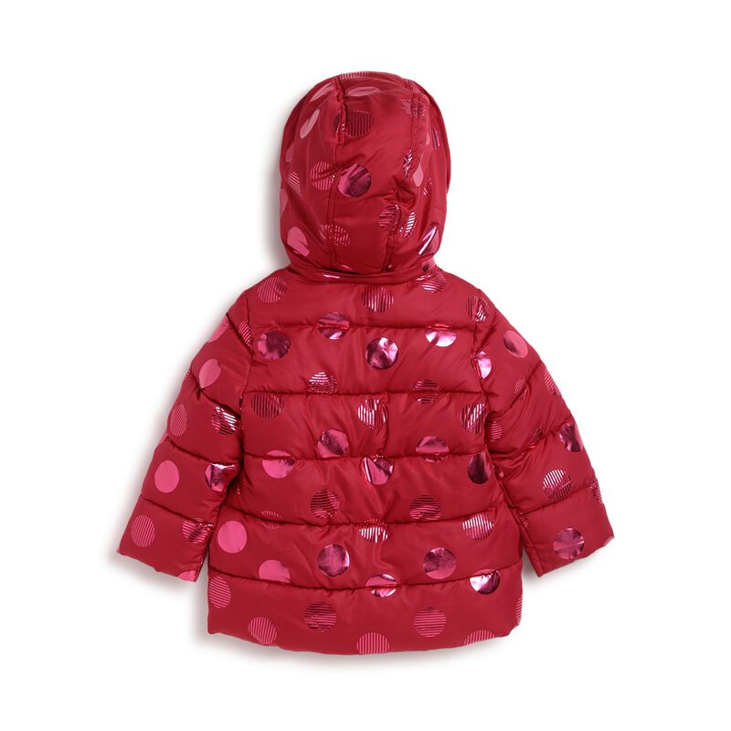 Girls Pink Striped Jacket with Detachable Hood image number null